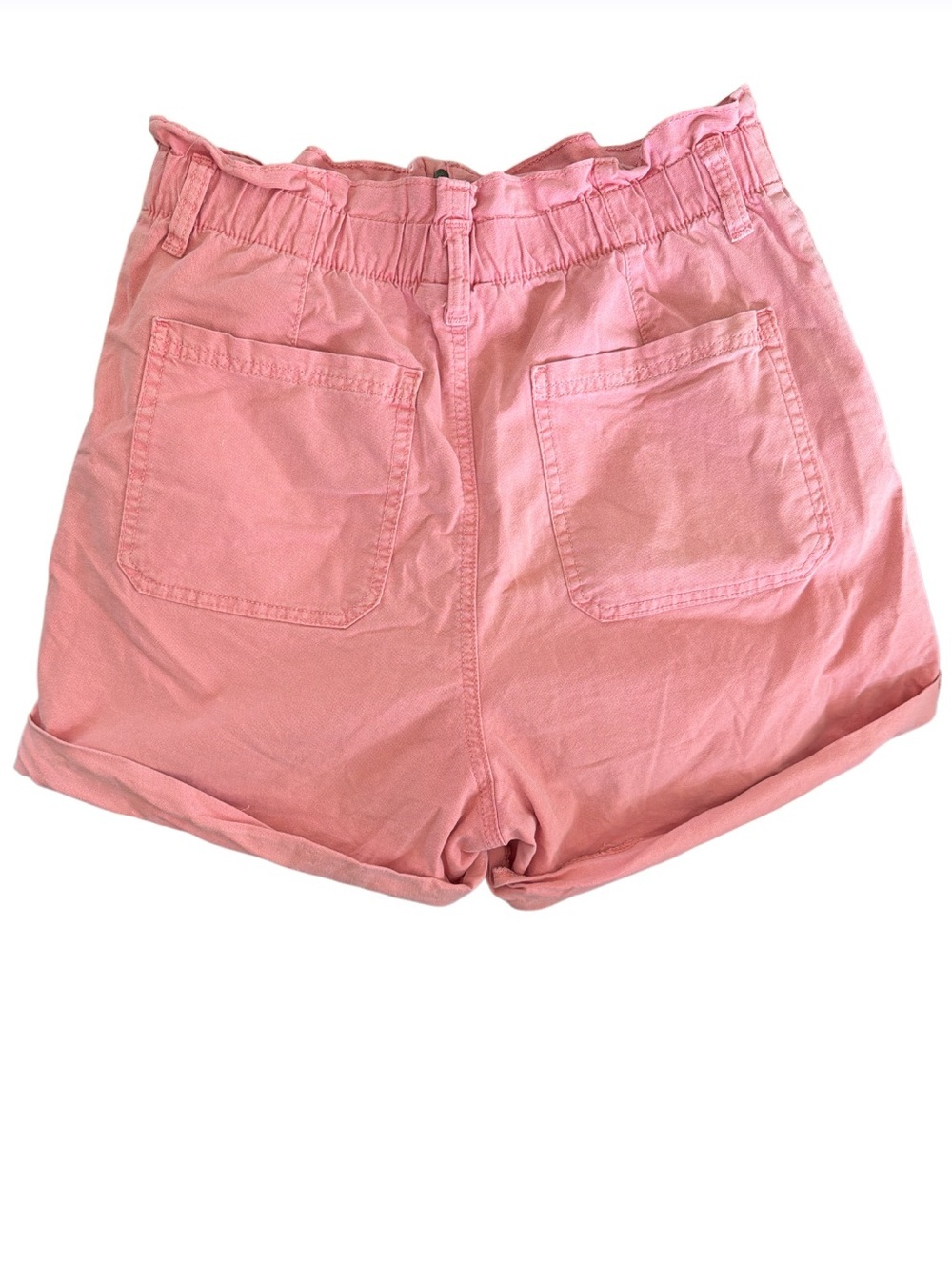 High-Waist Pink Paperbag Shorts with Rolled Hem - Picture 7 of 8